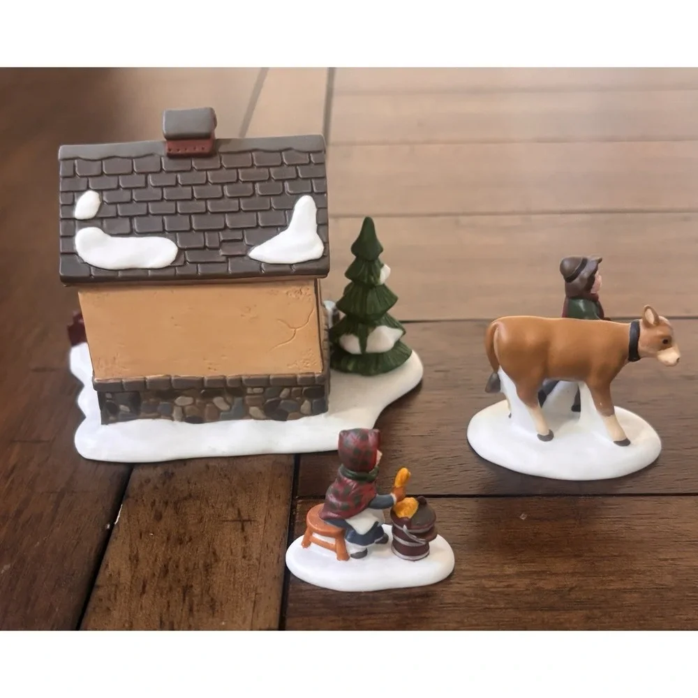 Department 56 Heritage Village Tending the New Calves Set of 3 Porcelain EUC